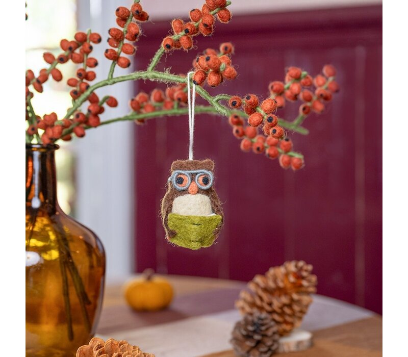 Sjaal met een Verhaal - Hanger Uil met Lichtgroen Boek