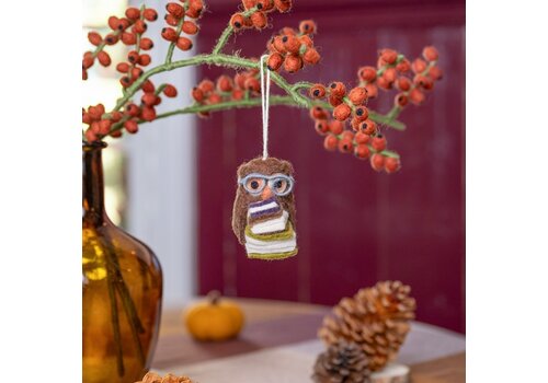 Sjaal met Verhaal Hanger Uil met drie Boeken - Sjaal met een Verhaal