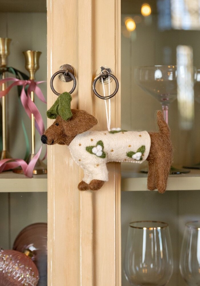 Sjaal met een Verhaal - Hanger Teckel XL Creme