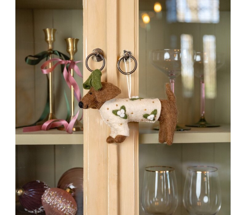 Sjaal met een Verhaal - Hanger Teckel XL Creme