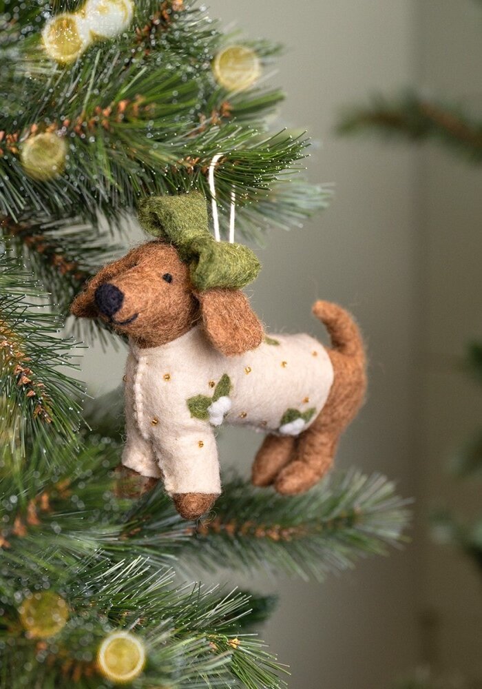 Sjaal met een Verhaal - Hanger Teckel XL Creme