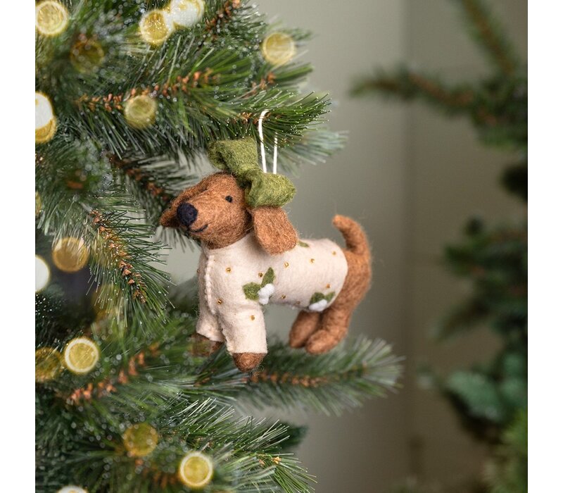 Sjaal met een Verhaal - Hanger Teckel XL Creme