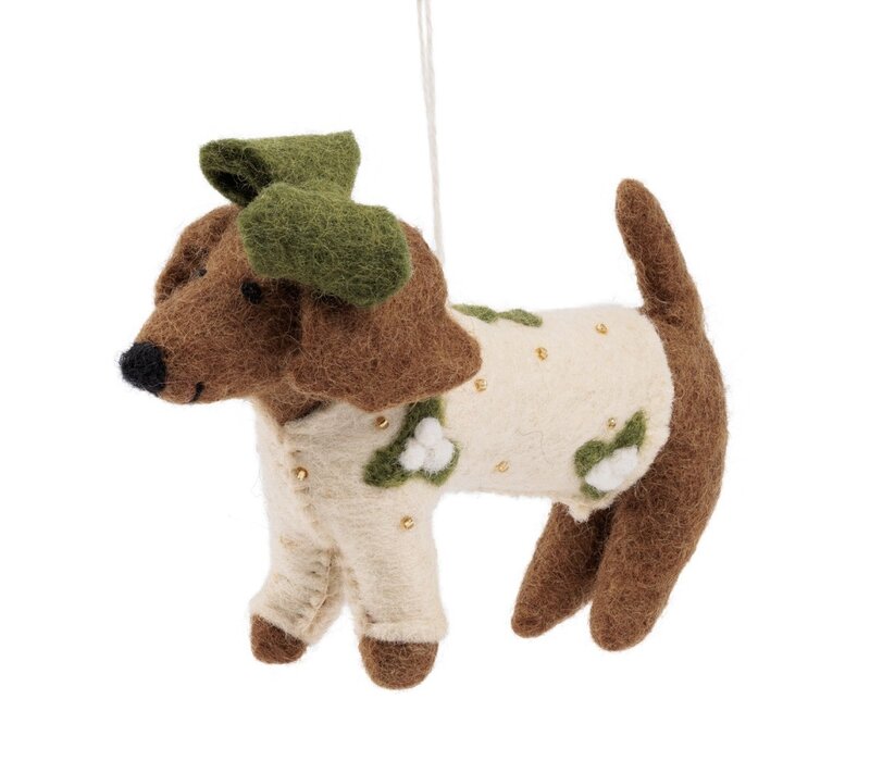 Sjaal met een Verhaal - Hanger Teckel XL Creme