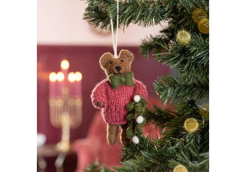 Sjaal met Verhaal Hanger Meneer Beer Cyclaam - Sjaal met een Verhaal