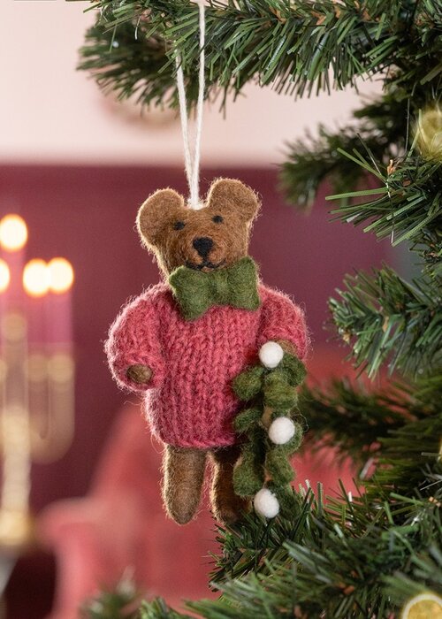 Sjaal met Verhaal Hanger Meneer Beer Cyclaam - Sjaal met een Verhaal