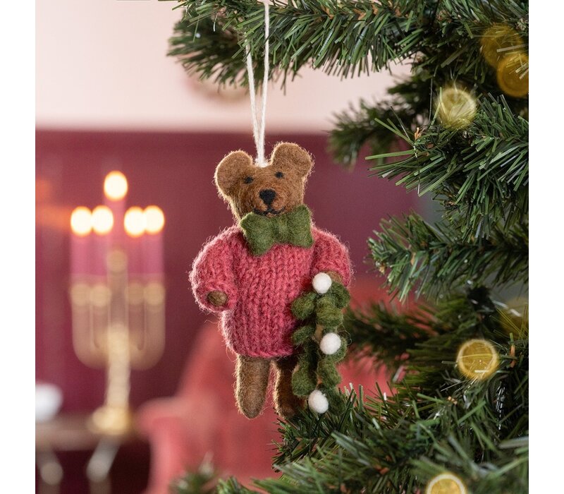 Sjaal met een Verhaal - Hanger Meneer Beer Cyclaam