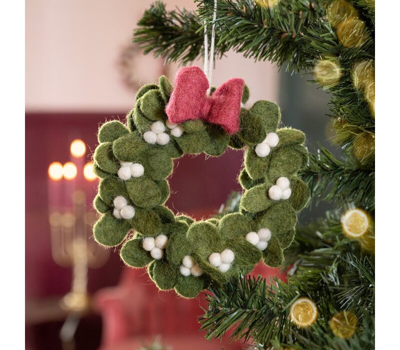 Sjaal met een Verhaal - Hanger Krans Mistletoe met Strik