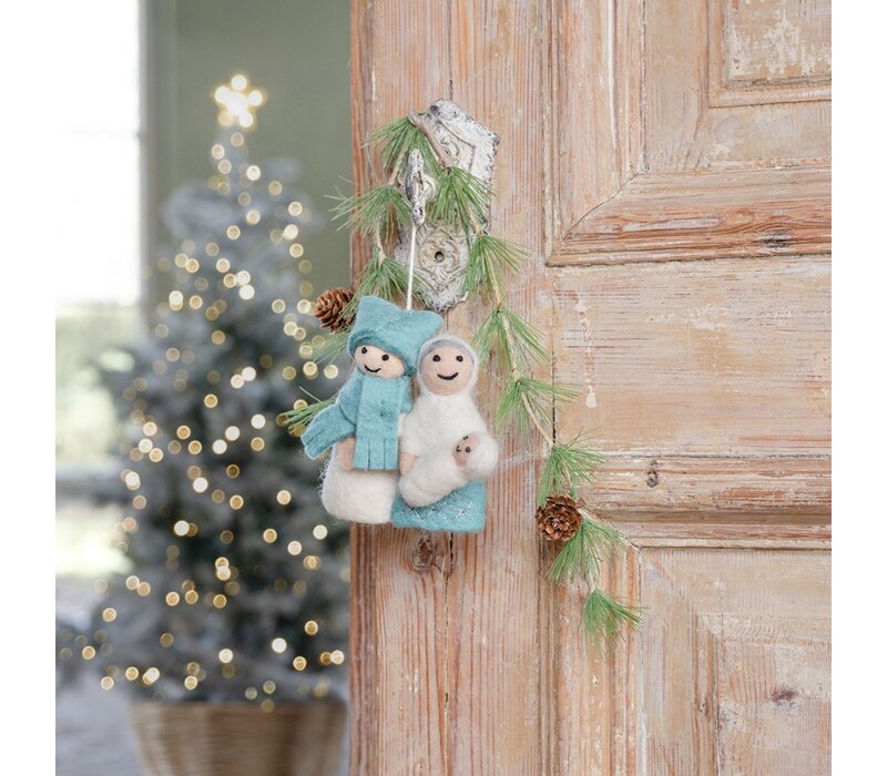 Sjaal met een Verhaal - Hanger Jozef & Maria IJsblauw-Wit