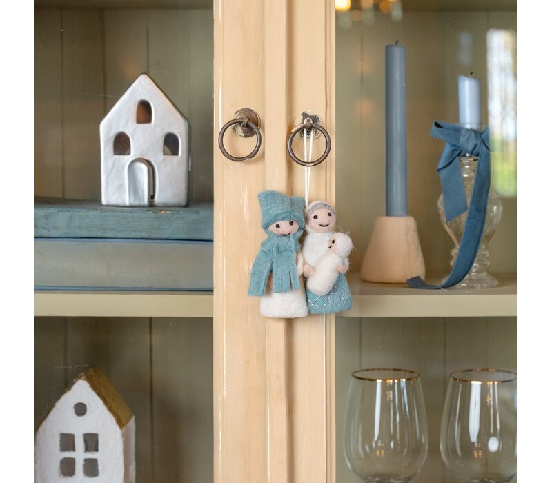 Sjaal met een Verhaal - Hanger Jozef & Maria IJsblauw-Wit