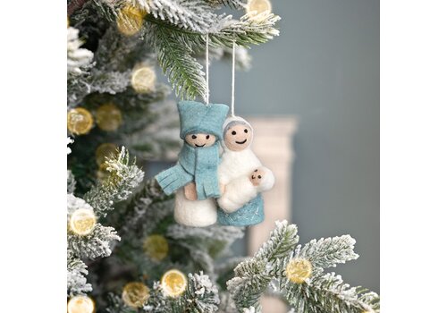 Sjaal met Verhaal Hanger Jozef & Maria IJsblauw-Wit - Sjaal met een Verhaal