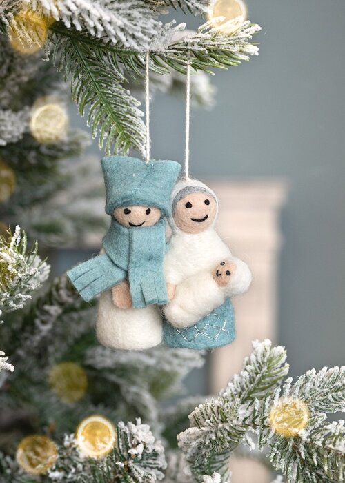 Sjaal met Verhaal Hanger Jozef & Maria IJsblauw-Wit - Sjaal met een Verhaal