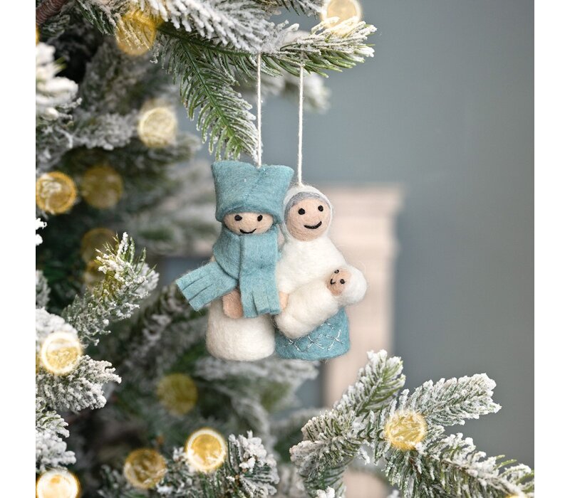 Sjaal met een Verhaal - Hanger Jozef & Maria IJsblauw-Wit