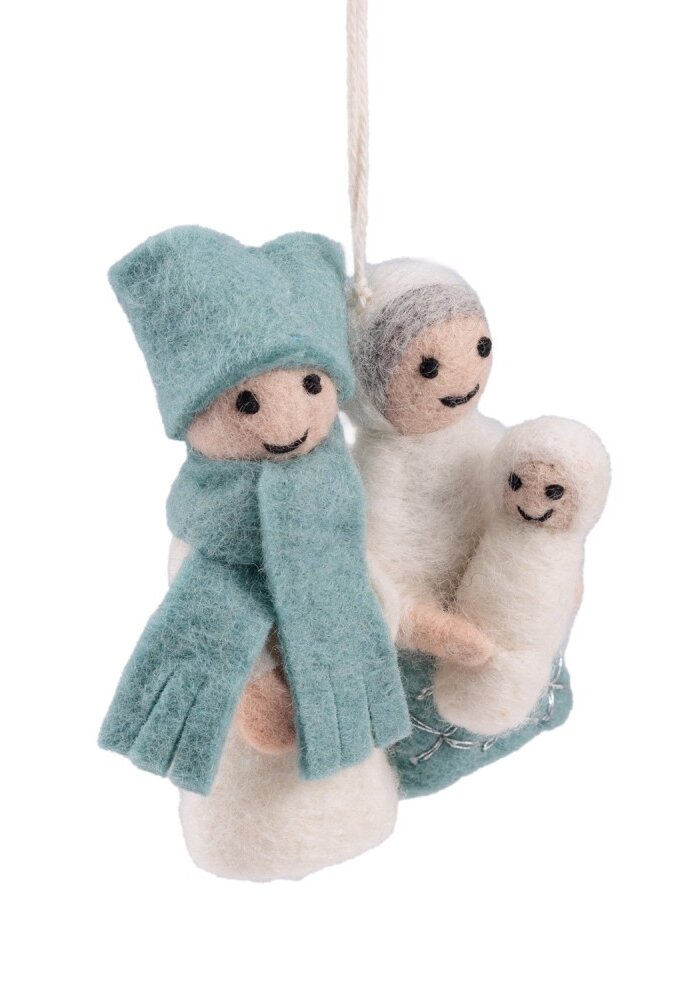 Sjaal met een Verhaal - Hanger Jozef & Maria IJsblauw-Wit