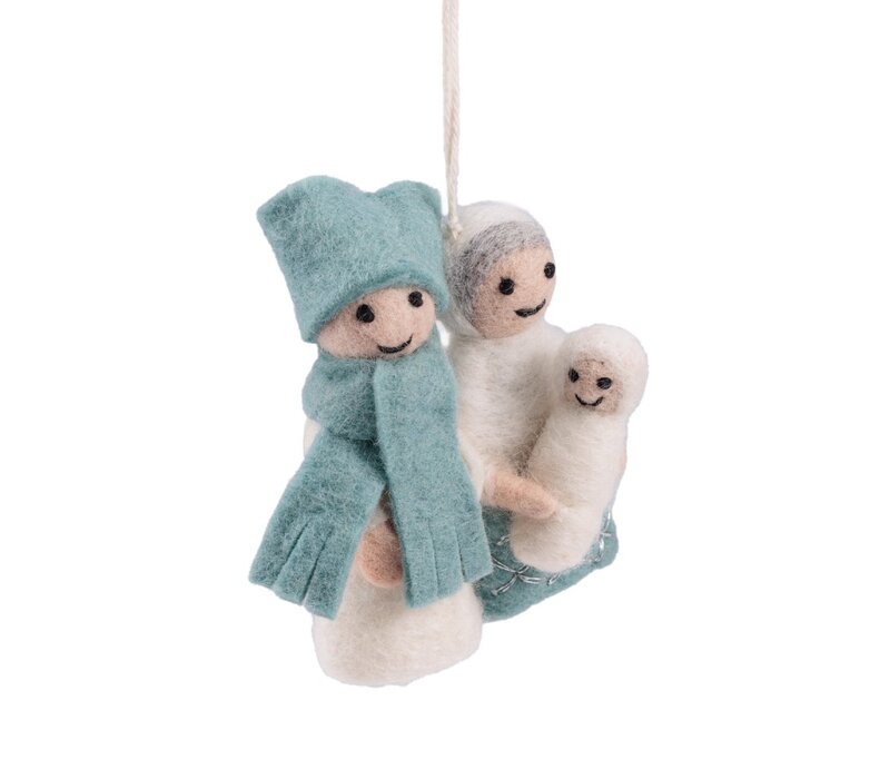 Sjaal met een Verhaal - Hanger Jozef & Maria IJsblauw-Wit