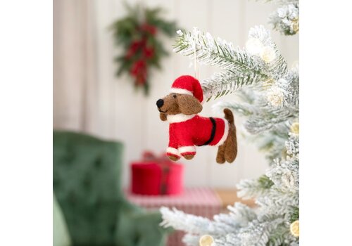 Sjaal met Verhaal Hanger Teckel Kerstman - Sjaal met een Verhaal