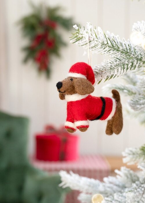 Sjaal met Verhaal Hanger Teckel Kerstman - Sjaal met een Verhaal