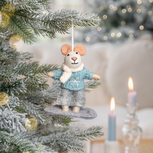 Hanger Muis Snowboarder - Sjaal met een Verhaal 