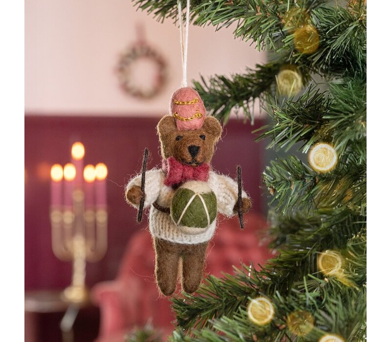 Sjaal met een Verhaal - Hanger Beer met Trommel Creme