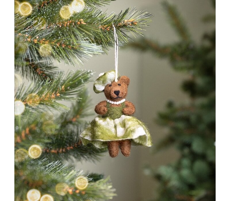 Sjaal met een Verhaal - Hanger Mevrouw Beer Mistletoe Groen