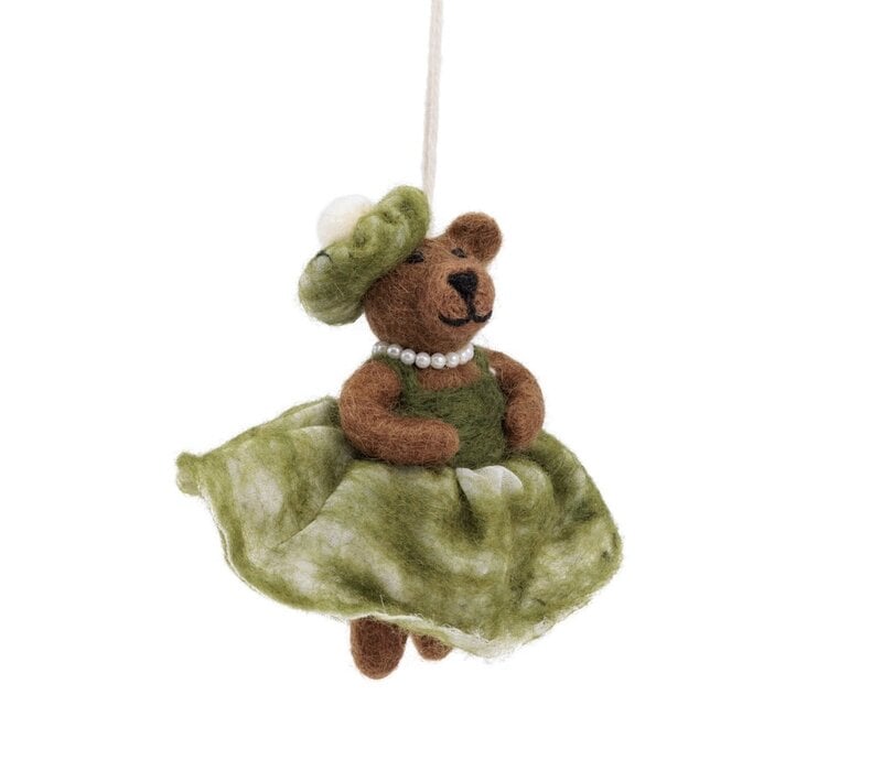 Sjaal met een Verhaal - Hanger Mevrouw Beer Mistletoe Groen