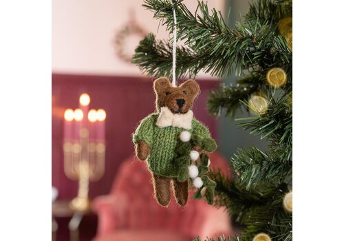 Sjaal met Verhaal Hanger Meneer Beer Mistletoe Groen - Sjaal met een Verhaal