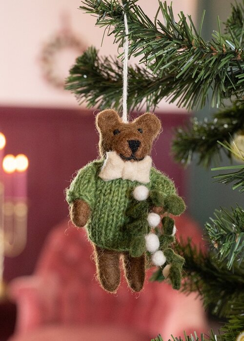 Sjaal met Verhaal Hanger Meneer Beer Mistletoe Groen - Sjaal met een Verhaal