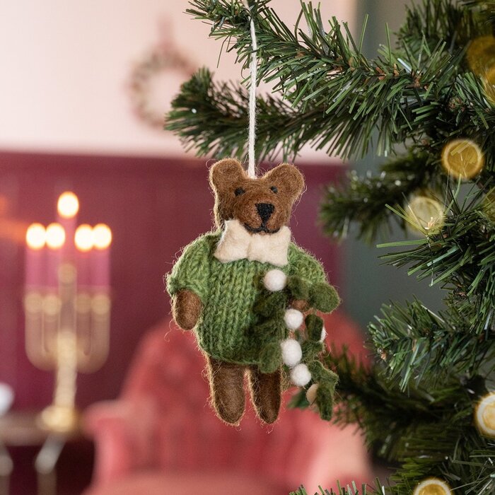 Sjaal met een Verhaal - Hanger Meneer Beer Mistletoe Groen