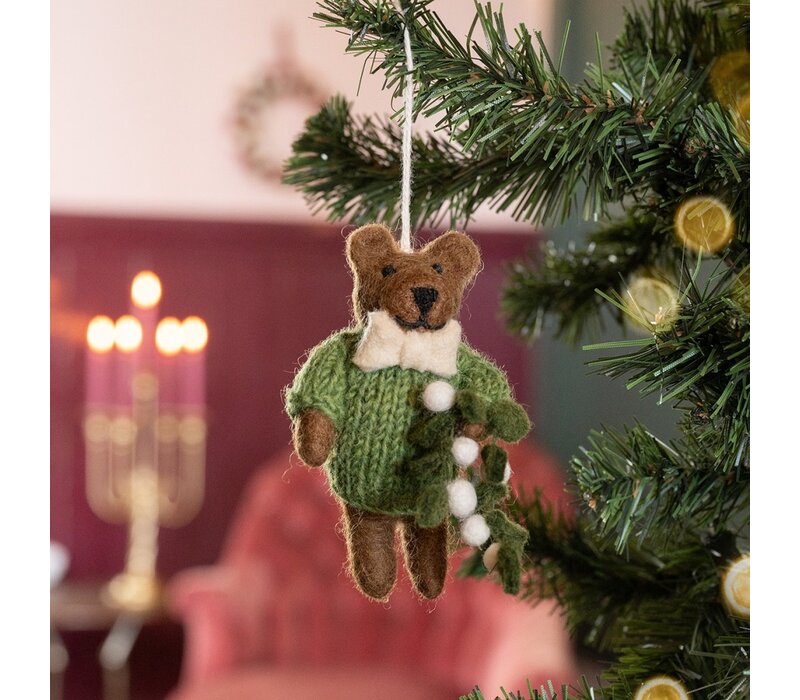 Sjaal met een Verhaal - Hanger Meneer Beer Mistletoe Groen