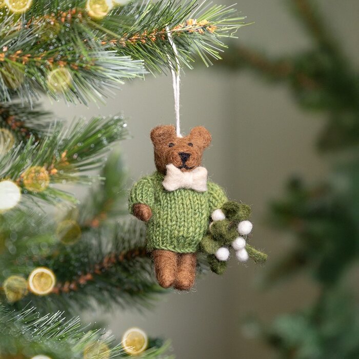 Sjaal met een Verhaal - Hanger Meneer Beer Mistletoe Groen