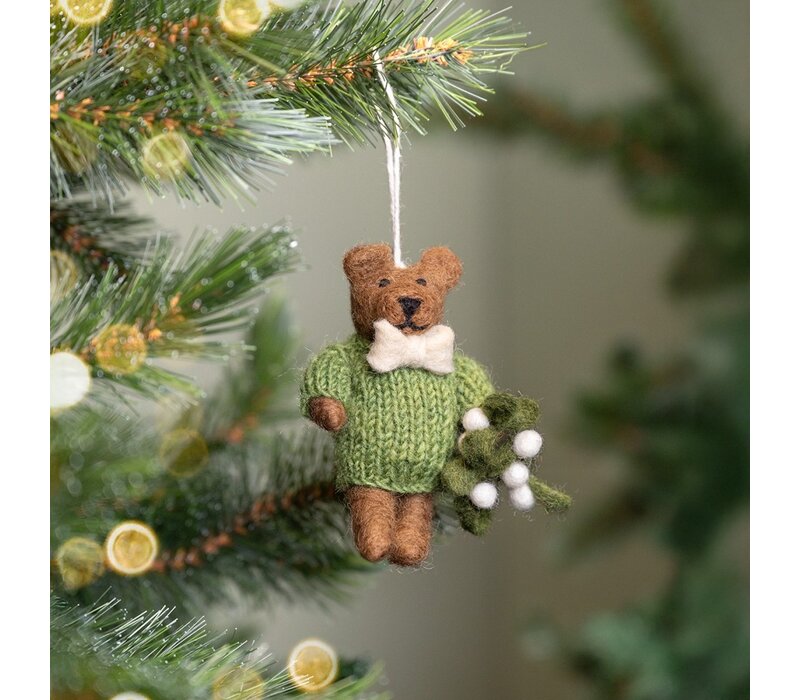 Sjaal met een Verhaal - Hanger Meneer Beer Mistletoe Groen
