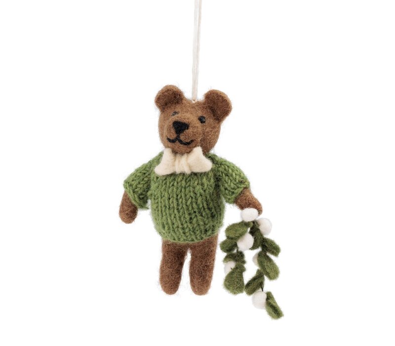 Sjaal met een Verhaal - Hanger Meneer Beer Mistletoe Groen