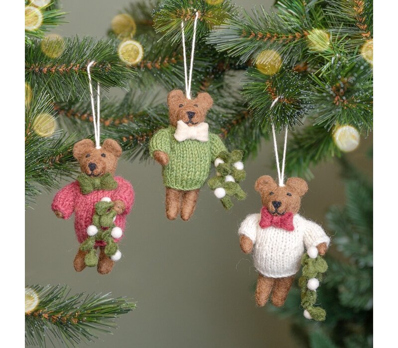 Sjaal met een Verhaal - Hanger Meneer Beer Mistletoe Groen