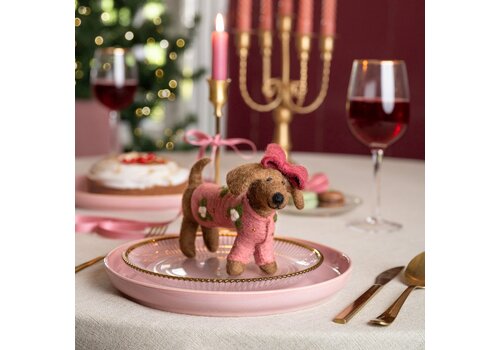 Sjaal met Verhaal Hanger Teckel XL Oudroze - Sjaal met een Verhaal