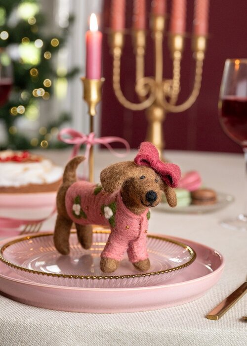 Sjaal met Verhaal Hanger Teckel XL Oudroze - Sjaal met een Verhaal