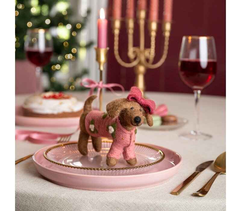 Sjaal met een Verhaal - Hanger Teckel XL Oudroze