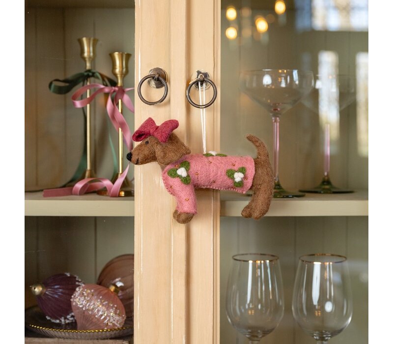 Sjaal met een Verhaal - Hanger Teckel XL Oudroze