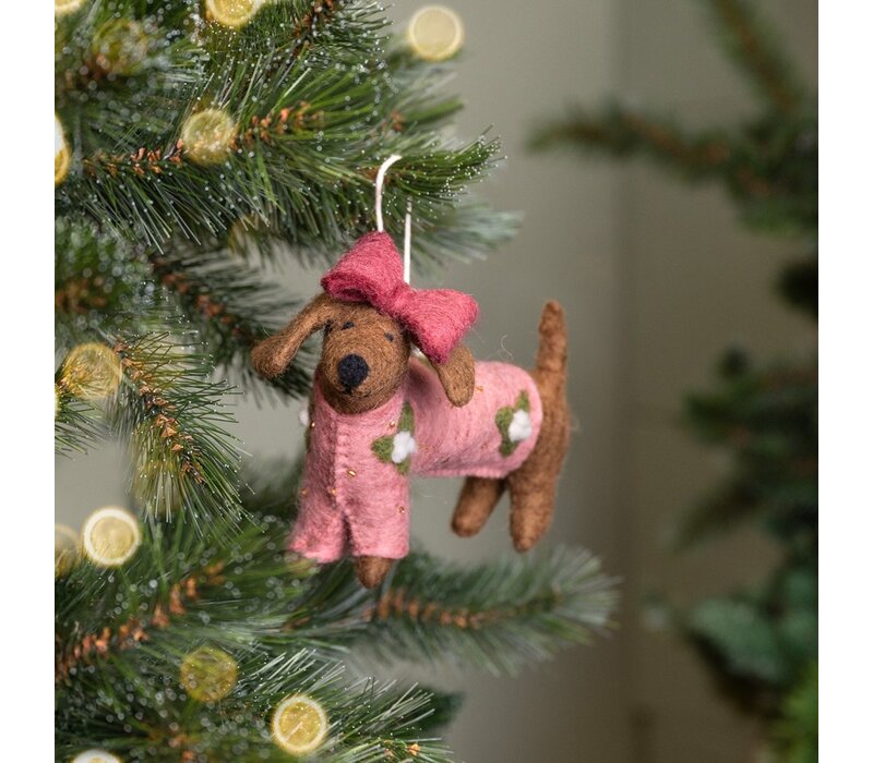 Sjaal met een Verhaal - Hanger Teckel XL Oudroze