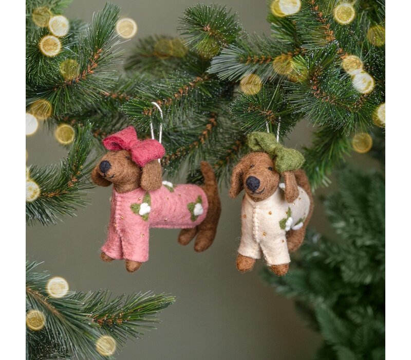 Sjaal met een Verhaal - Hanger Teckel XL Oudroze