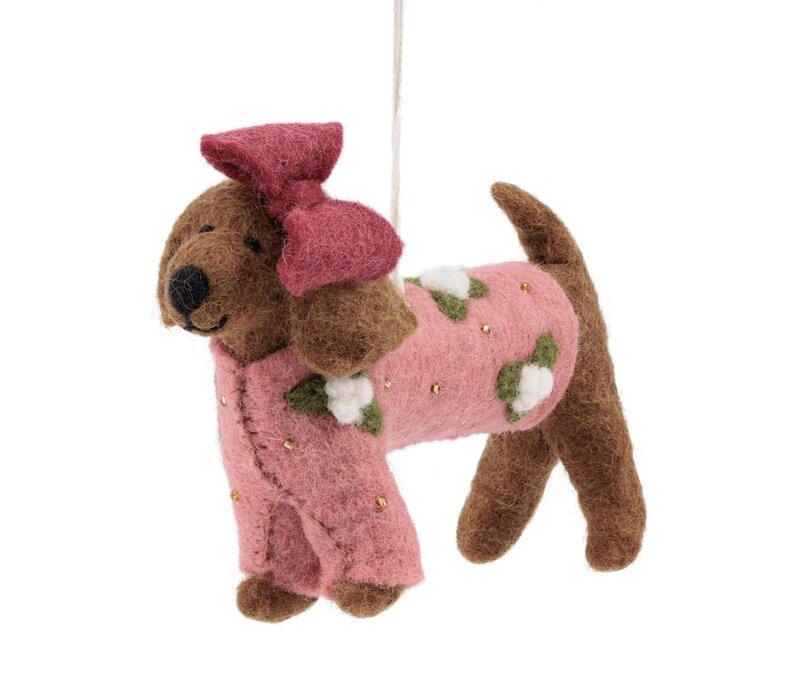 Sjaal met een Verhaal - Hanger Teckel XL Oudroze