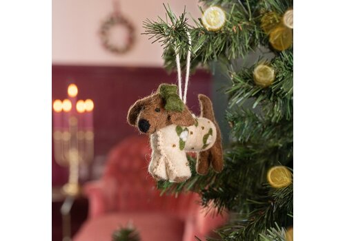 Sjaal met Verhaal Hanger Teckel Creme - Sjaal met een Verhaal