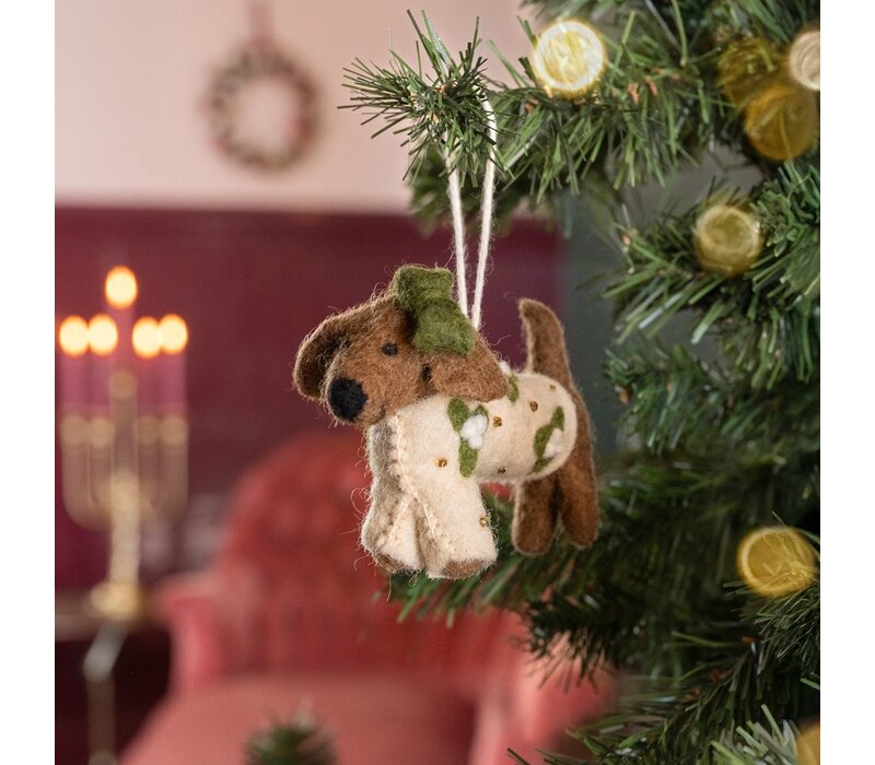 Sjaal met een Verhaal - Hanger Teckel Creme