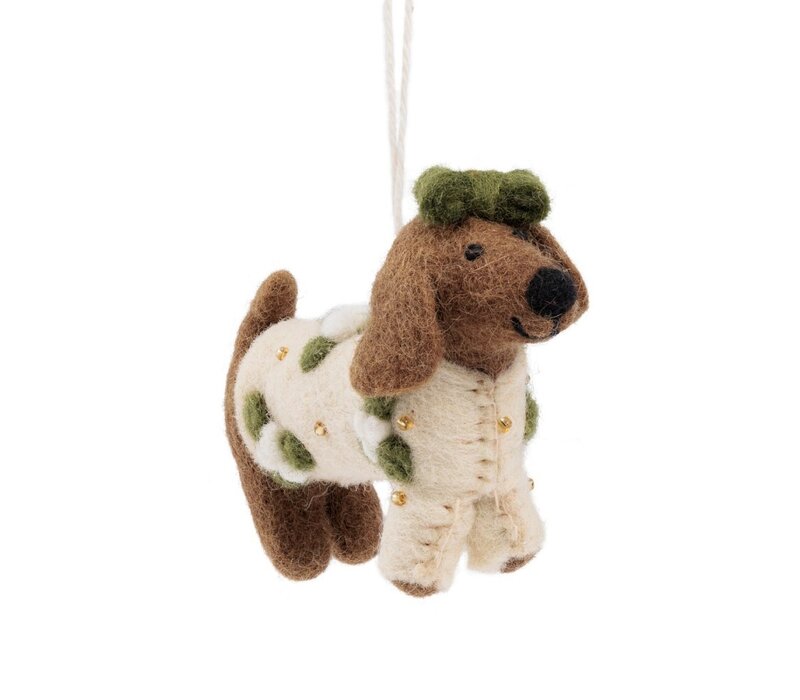 Sjaal met een Verhaal - Hanger Teckel Creme