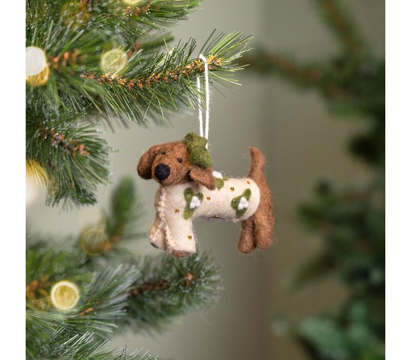 Sjaal met een Verhaal - Hanger Teckel Creme