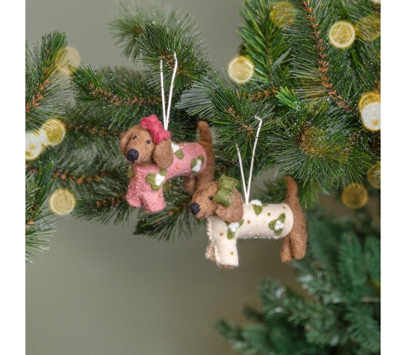 Sjaal met een Verhaal - Hanger Teckel Creme