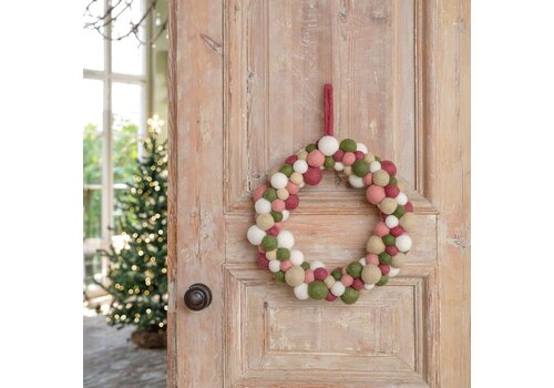 Sjaal met een Verhaal Kerstkrans Viltballetjes Mistletoe Dreams - Sjaal met een Verhaal