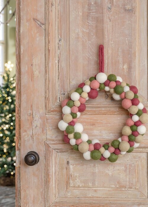 Sjaal met Verhaal Kerstkrans Viltballetjes Mistletoe Dreams - Sjaal met een Verhaal