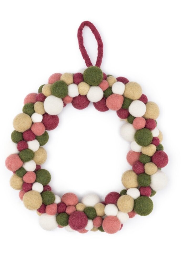 Sjaal met een Verhaal - Kerstkrans Viltballetjes Mistletoe Dreams