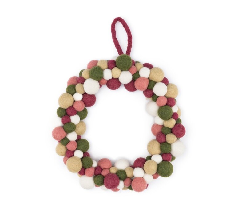 Sjaal met een Verhaal - Kerstkrans Viltballetjes Mistletoe Dreams