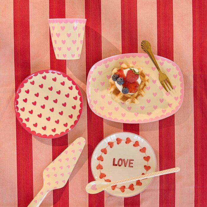 RICE - Klein Rechthoekig Bord - Favorite Hearts - Pink
