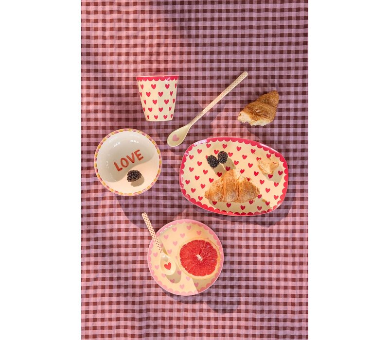 RICE - Klein Rond Bord - Favorite Hearts - Pink
